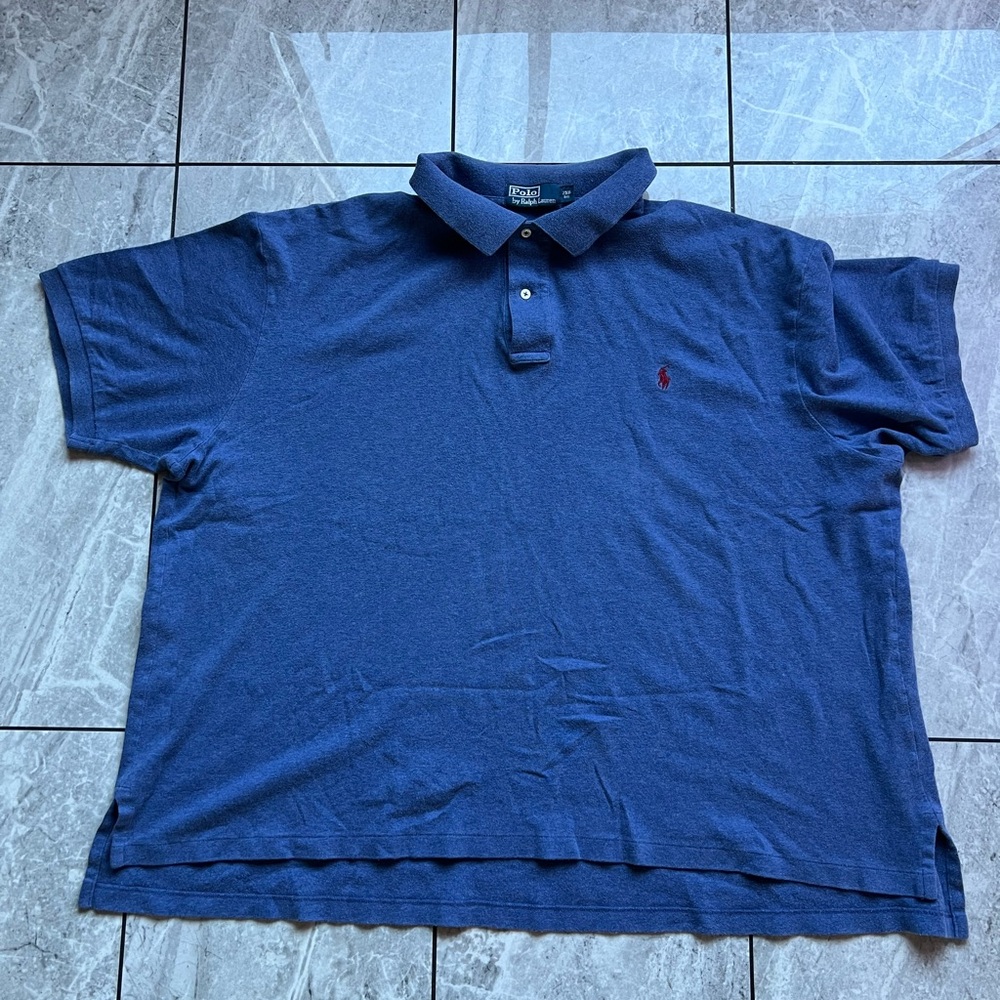 Polo Ralph Lauren Mens Blue Mesh 100%Cotton Short Sleeve Polo Shirt Red Pony 2XB